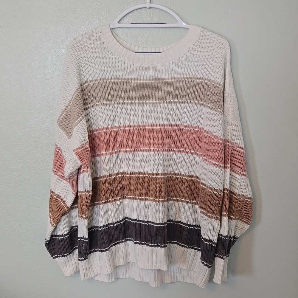 Hollister | Cozy Striped Crew Neck Sweater Size Medium